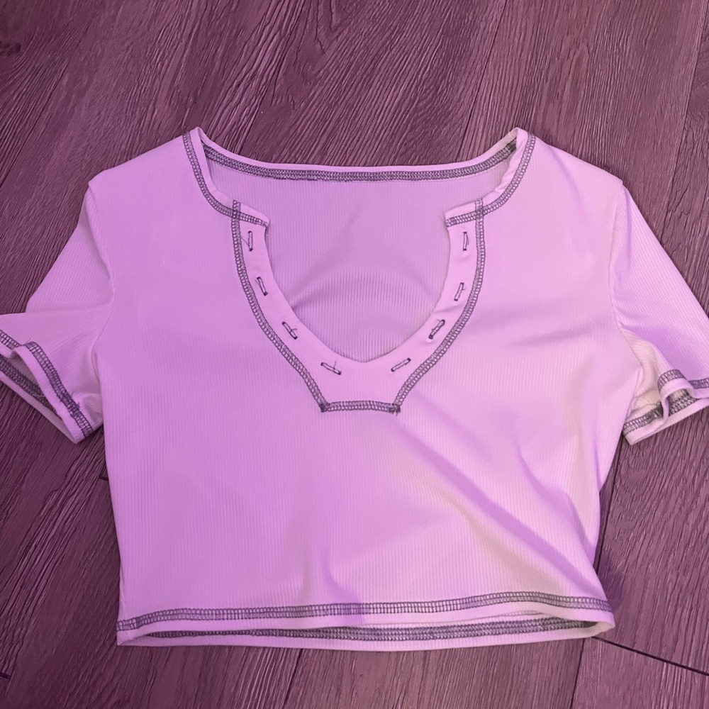 White low cut crop top from shein small